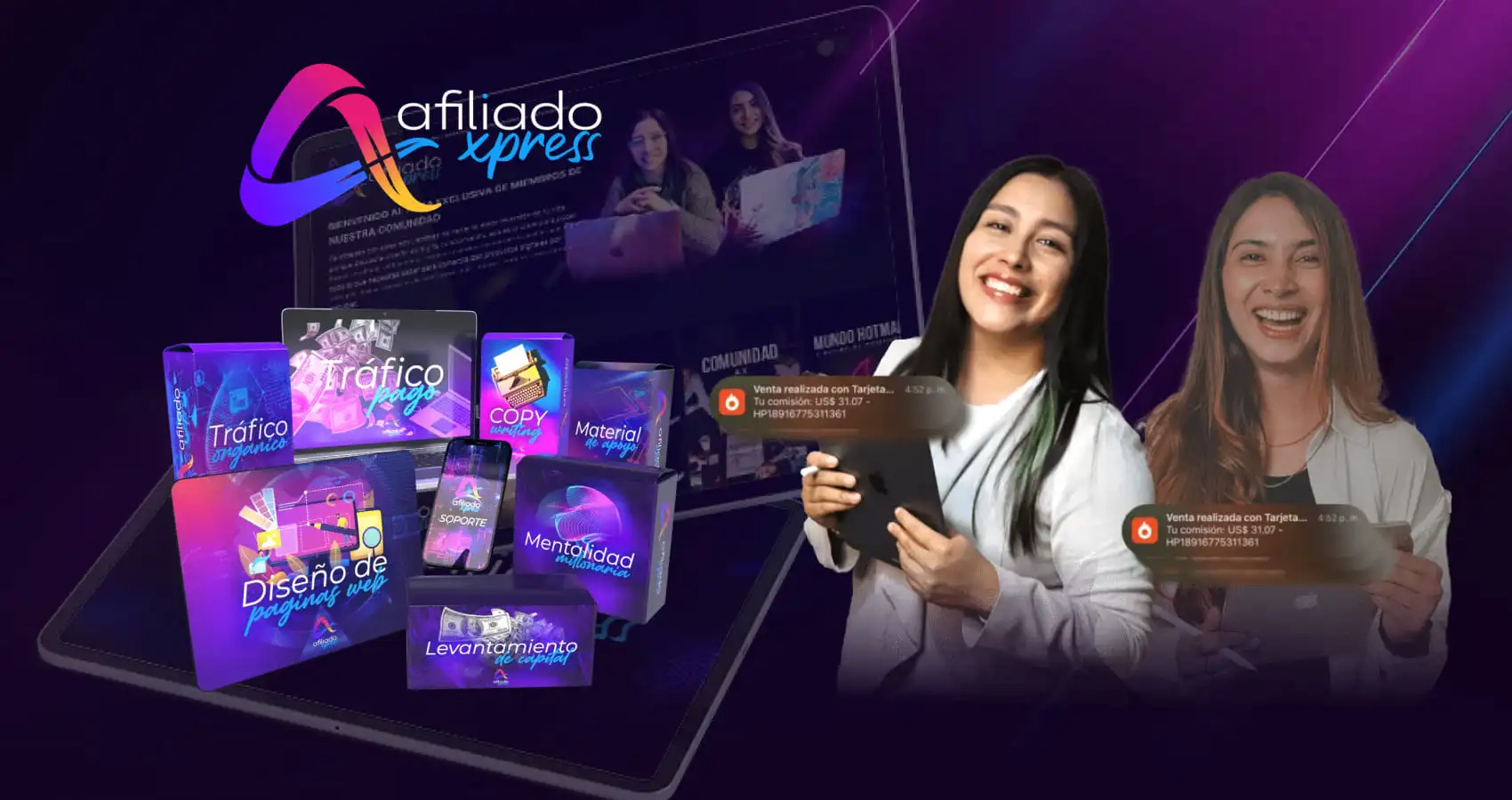 Afiliado Xpress, Evonny Taboada, Alejandra Hurtado Afiliado Xpress, Evonny Taboada, Alejandra Hurtado